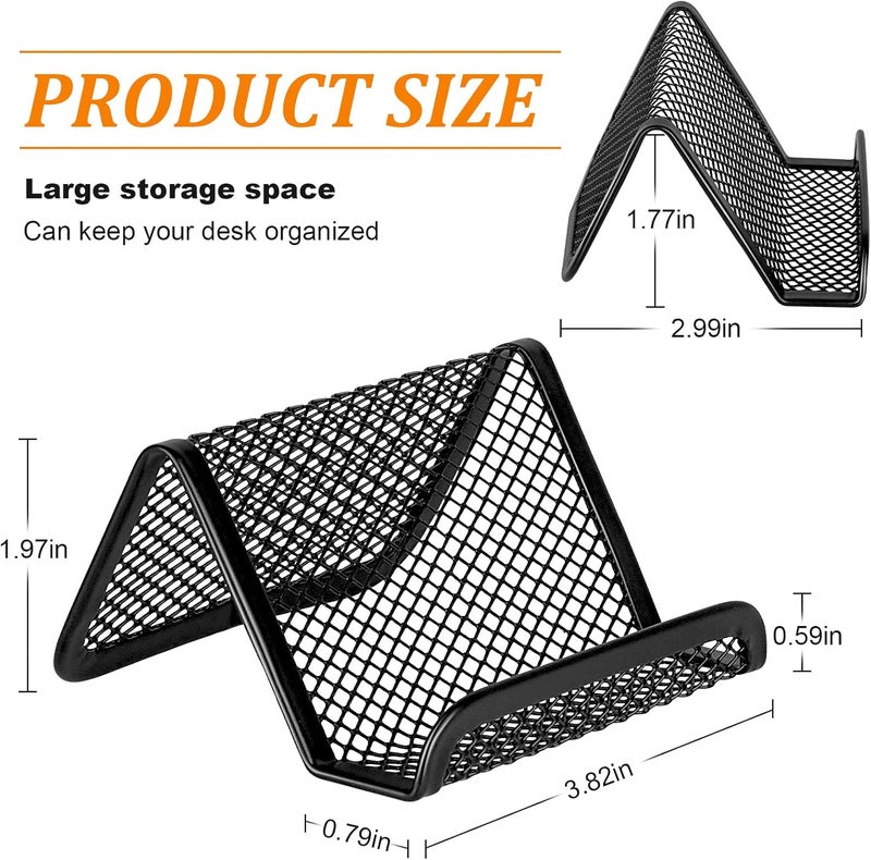 EMOMAS Business Card Holder for Desk, Office Desktop Business Card Display Holder, Mesh Business Card Holder, Desk Accessories for Women and Men,Black ( 6 Pack ) - Image 2
